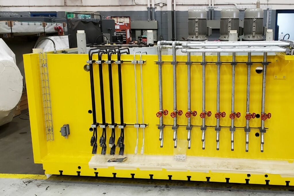 Yellow hydraulics machine after assembly.