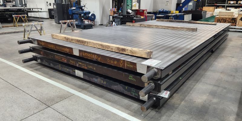 Platens during planer milling.